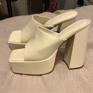 Forever 21 ivory slip on platform heels